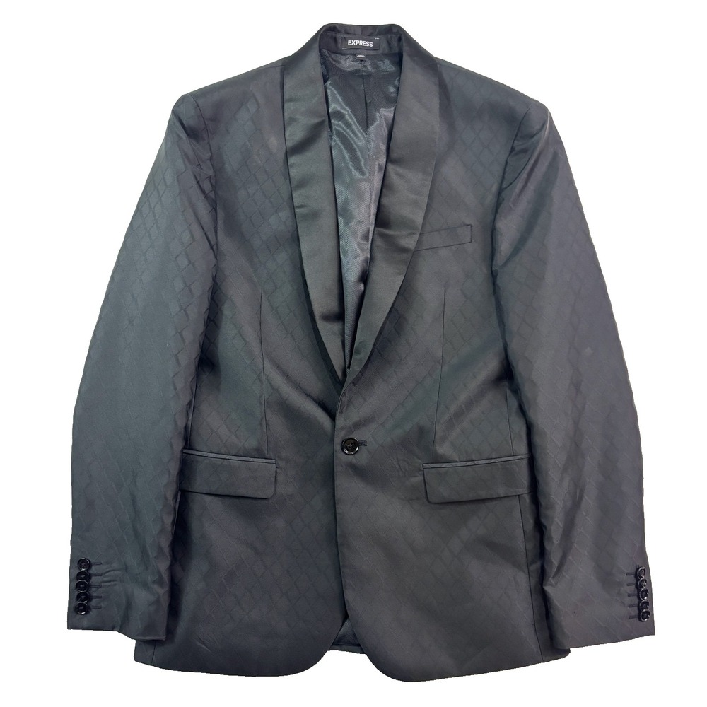 NEW Express 36R Slim‎ Tuxedo Jacket tux shawl satin diamond pattern formal black